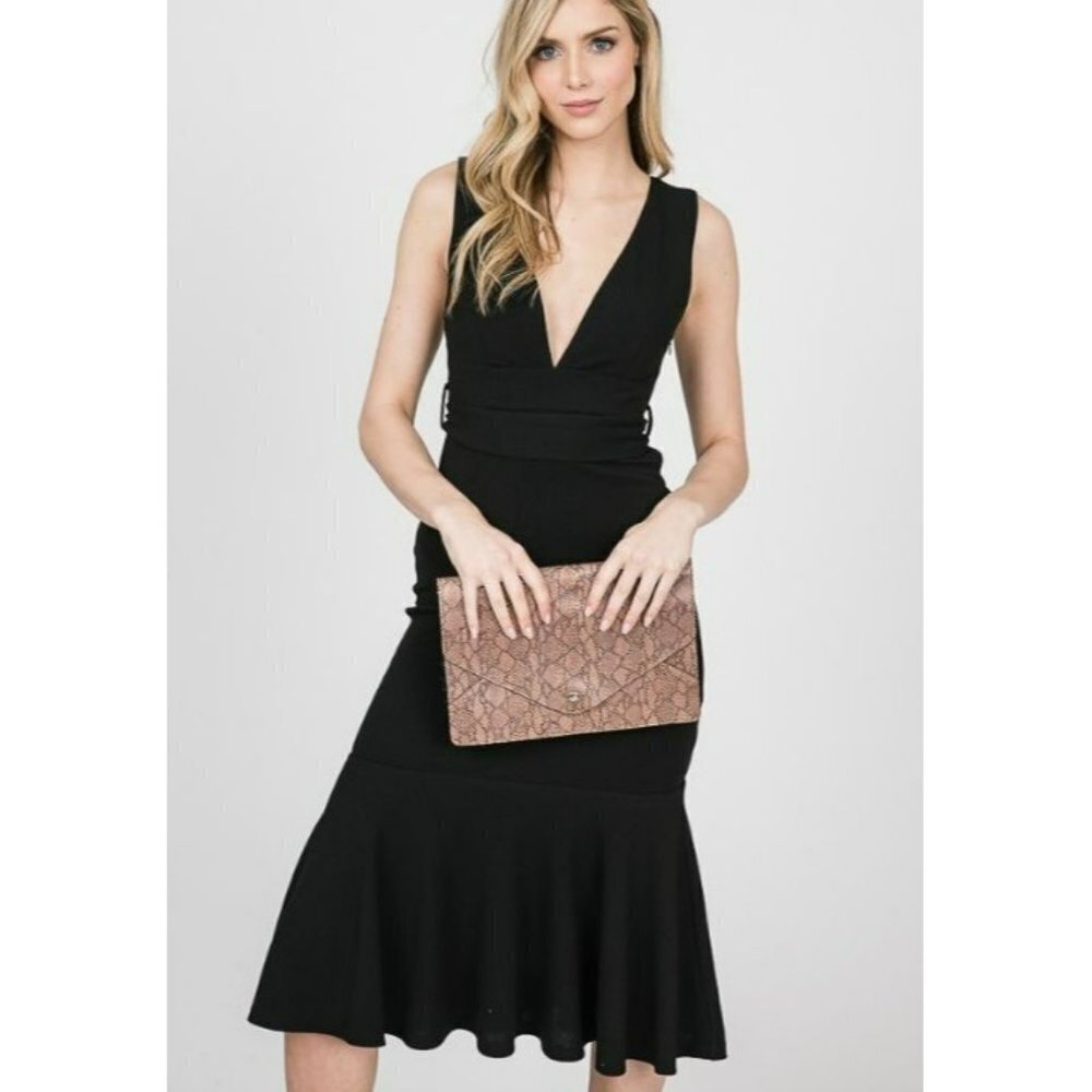 Twenty Teen Black Casual Sexy Sleeveless Midi Dress Plunge Neck Size Medium